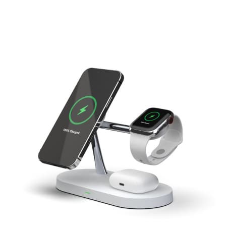 Tech-Protect A12 3in1 MagSafe bezdrôtová nabíjačka na mobil / AirPods / Apple Watch, biela 1