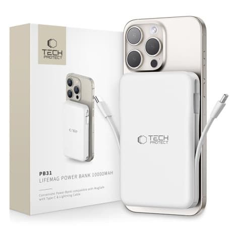 Tech-Protect PB31 LifeMag MagSafe Power Bank 10000mAh, biele 1