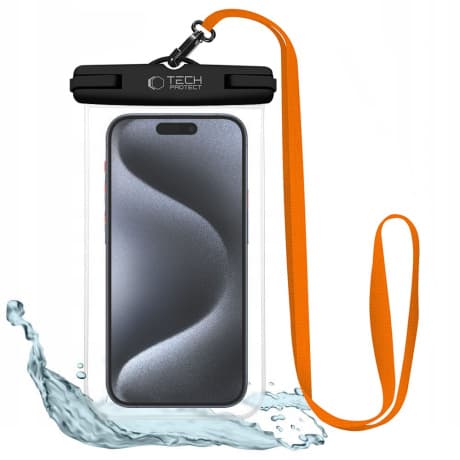 Tech-Protect UWC7 vodotesné puzdro na mobil 6.9'', čierne/oranžové 1