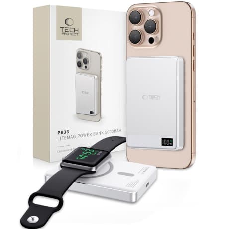 Tech-Protect PB33 LifeMag MagSafe Power Bank 5000mAh, strieborný 1