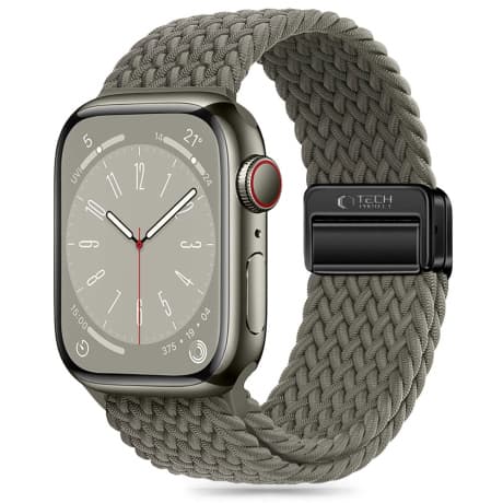 Tech-Protect Nylon Mag remienok na Apple Watch 44/45/46/49mm, olive grey