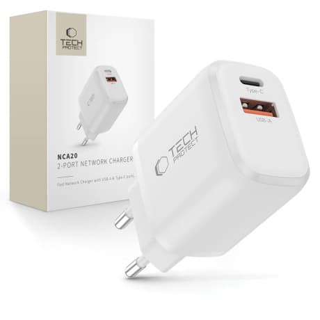 Tech-Protect NCA20 sieťová nabíjačka 20W PD QC, biela 1