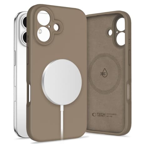 Tech-Protect Liquid Silicone MagSafe kryt na iPhone 16, hnedý 1