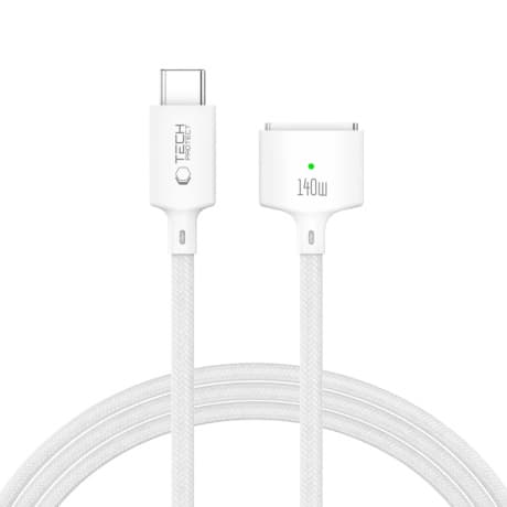 Tech-Protect MMC01 magnetický kábel na MacBook USB-C / MagSafe 3, 140W 2m, biely 1