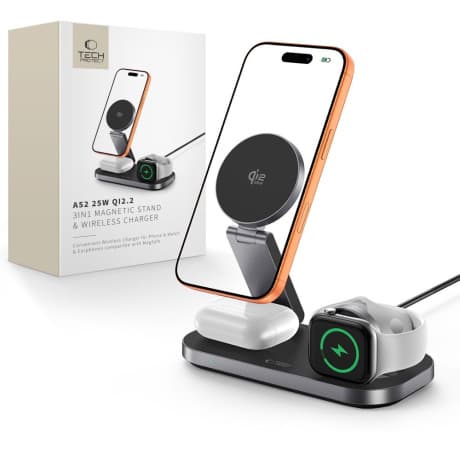 Tech-Protect A52 MagSafe bezdrôtová nabíjačka na mobil / Apple Watch / AirPods 25W Qi2.2, čierna