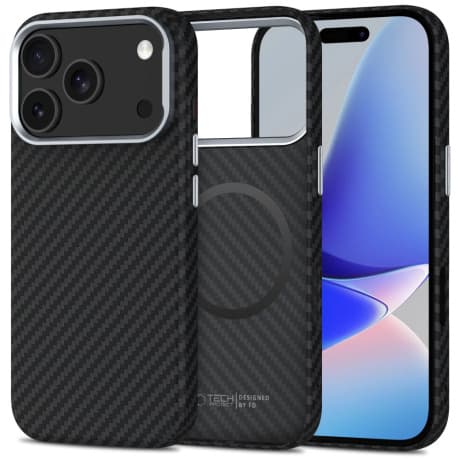 Tech-Protect Ion Carbon MagSafe kryt na iPhone 17 Pro Max, čierny/strieborný 1