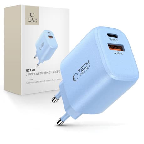 Tech-Protect NCA20 sieťová nabíjačka 20W PD QC, modrá 1