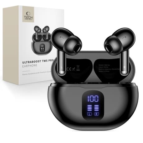 Tech-Protect Ultraboost Pro G2 TWS bezdrôtové slúchadlá, čierne