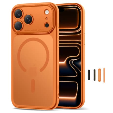 Tech-Protect MagPeak MagSafe CC kryt na iPhone 17 Pro Max, matný oranžový