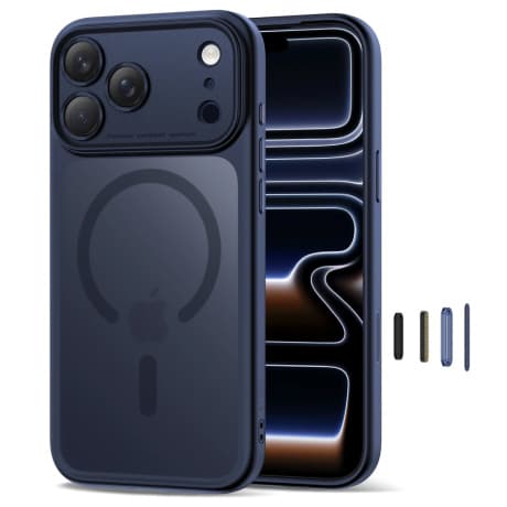 Tech-Protect MagPeak MagSafe CC kryt na iPhone 17 Pro Max, matný modrý