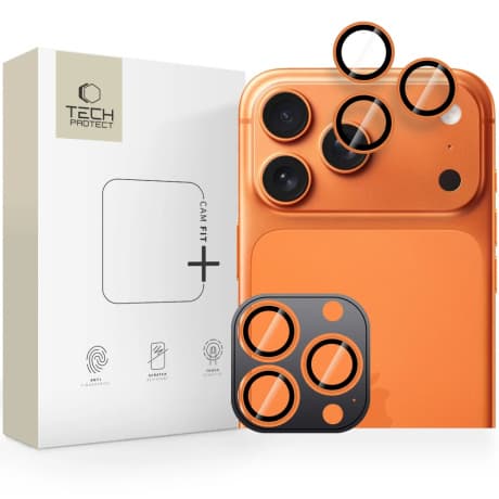 Tech-Protect CamRing Fit ochranné sklo na kameru na iPhone 14/15/16/17 Pro / Max, oranžové