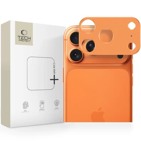 Tech-Protect CamAlloy Fit ochranné sklo na kameru na iPhone 17 Pro, oranžové