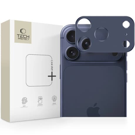 Tech-Protect CamAlloy Fit ochranné sklo na kameru na iPhone 17 Pro, modré 1