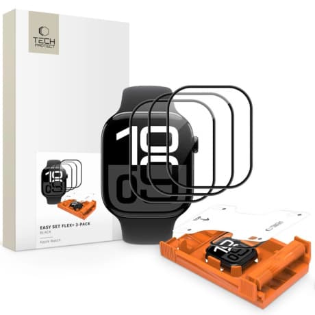Tech-Protect Easy Set Flex 3x ochranné sklo na Apple Watch 10 / 11 (46 mm), čierne 1