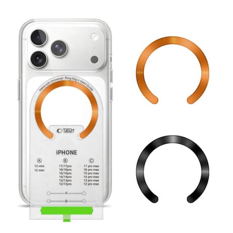 Tech-Protect Magnetic magnetický krúžok pre MagSafe 2ks, čierny / oranžový 1