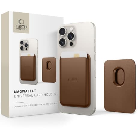 Tech-Protect MagWallet MagSafe obal na kartu na mobil, hnedý 1