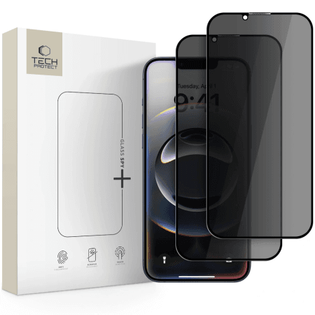 Tech-Protect Glass Spy 2x ochranné sklo na iPhone 13 / 13 Pro / 14 / 16e, čierne 1