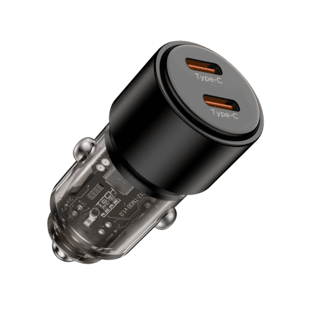 Tech-Protect CC03 autonabíjačka 2x USB-C 100W PD, čierna 1