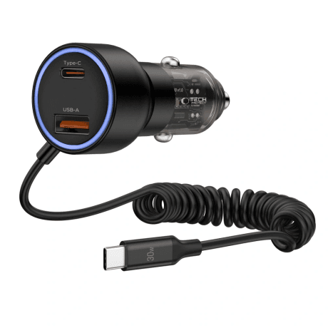 Tech-Protect CC05 autonabíjačka USB / USB-C 60W PD + kábel USB-C, čierna 1