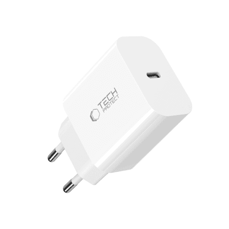 Tech-Protect NC20W sieťová nabíjačka USB-C PD 20W + kábel USB-C / Lightning, biela 1