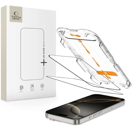 Tech-Protect Quick Set 2x ochranné sklo na iPhone 16 Pro, čierne 1