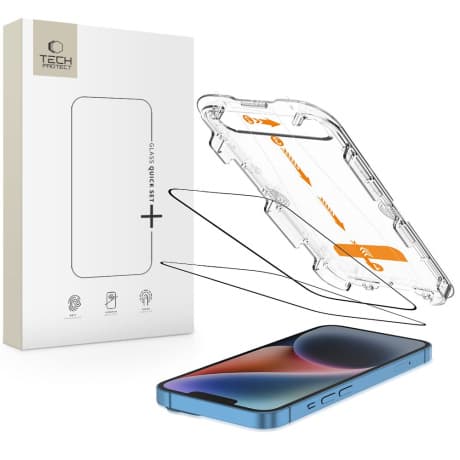 Tech-Protect Quick Set 2x ochranné sklo na iPhone 13 / 13 Pro / 14 / 16e, čierne 1