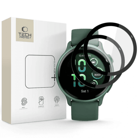 Tech-Protect Glass Flex 2x ochranné sklo na Garmin Vivoactive 6, čierne 1