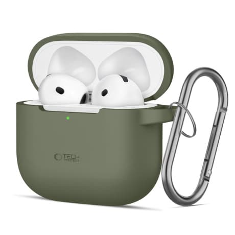 Tech-Protect Silicone Hook puzdro na Apple AirPods 4, tmavozelené 1