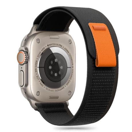 Tech-Protect Nylon Stripe remienok na Apple Watch 44/45/46/49mm, black orange 1