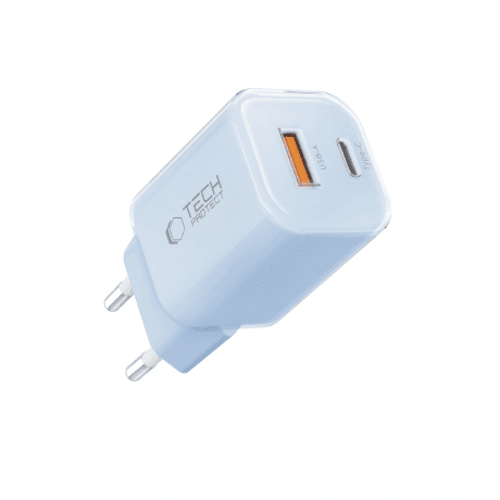 Tech-Protect NCM33W sieťová nabíjačka USB / USB-C 33W PD QC, svetlomodrá 1