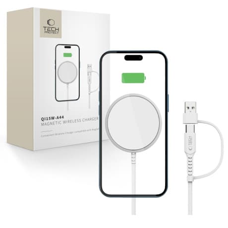 Tech-Protect A44 MagSafe bezdrôtová nabíjačka 15W, biela 1