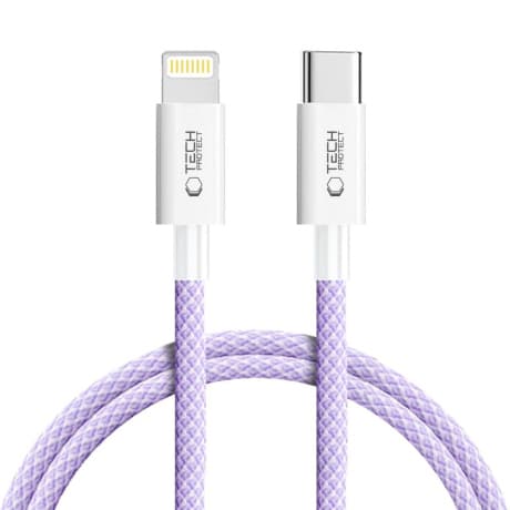 Tech-Protect Ultraboost Lite kábel USB-C / Lightning PD 27W / 3A 1m, fialový
