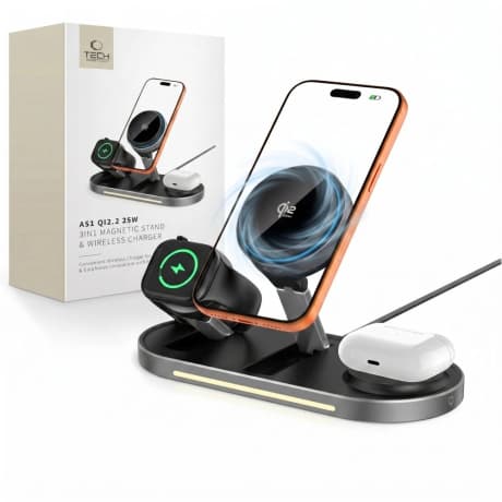 Tech-Protect A51 3in1 MagSafe bezdrôtová nabíjačka na mobil / Apple Watch / AirPods 25W, čierna