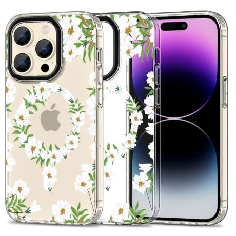 Tech-Protect Magmood MagSafe kryt na iPhone 15 Pro, white daisy 1