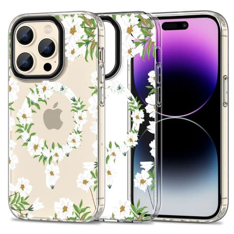 Tech-Protect Magmood MagSafe kryt na iPhone 15 Pro Max, white daisy 1
