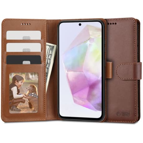 Tech-Protect Wallet knižkové puzdro na Samsung Galaxy A35 5G, hnedé 1