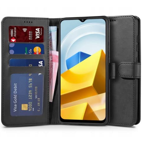 Tech-Protect Wallet knižkové kožené puzdro na Xiaomi Poco M5, čierne 1