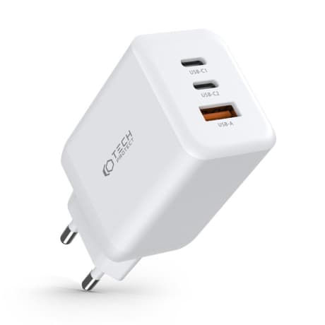 Tech-Protect Multi Port sieťová nabíjačka USB / 2x USB-C QC 65W, biela 1