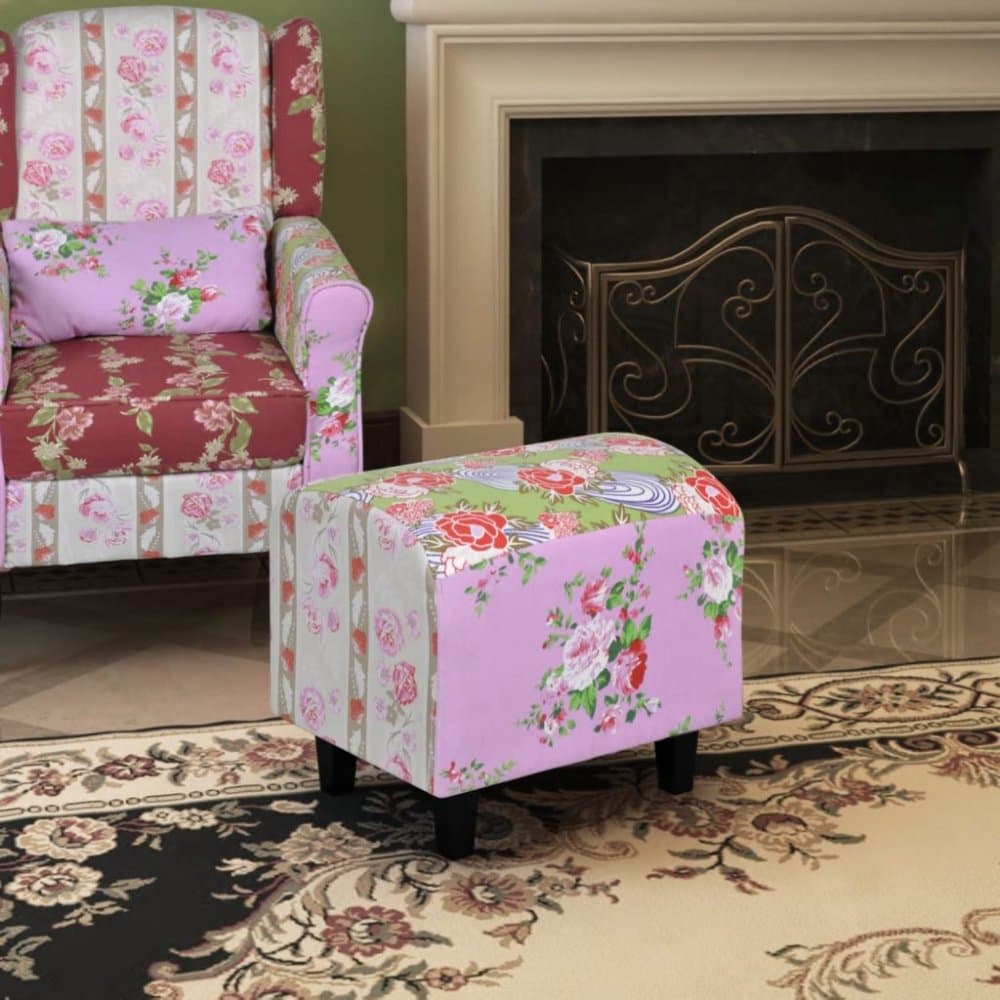 Taburet patchwork kvety Dekorhome
