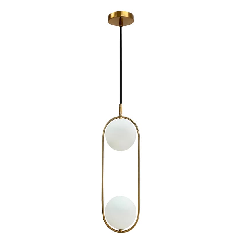 Závesná lampa Cordel, brúsené zlato, 2x28W G9, biele tienidlo 1