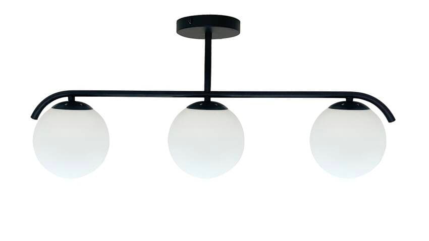 Stropná lampa AMADEO čierna 3x40W E14 biele tienidlo