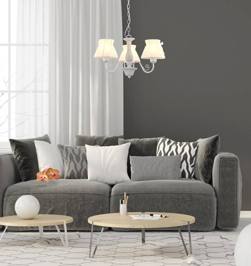 Závesná lampa s bielym organzovým tienidlom 340W E27 Zefir 1