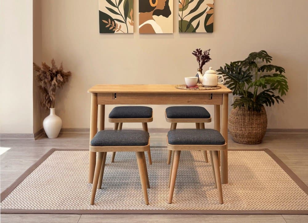Jedálenský set s rozkladacím stolom a stoličkami (5 kusov) Vina Mini 05 1053 - Oak, Anthracite