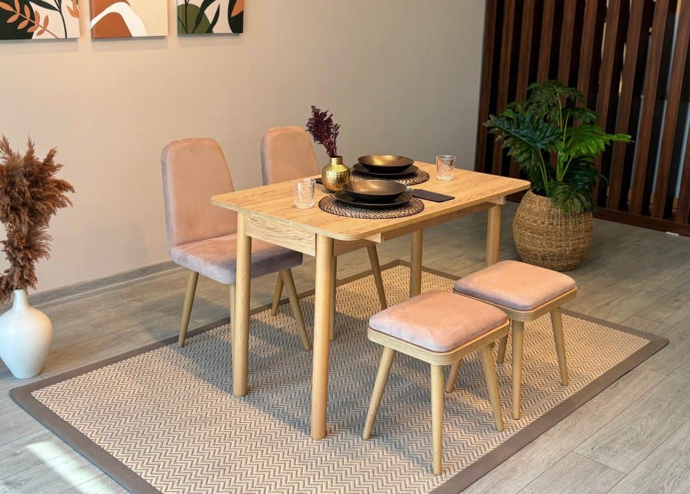 Jedálenský set s rozkladacím stolom a stoličkami (5 kusov) Vina Mini 02 0900 - Oak, Stone