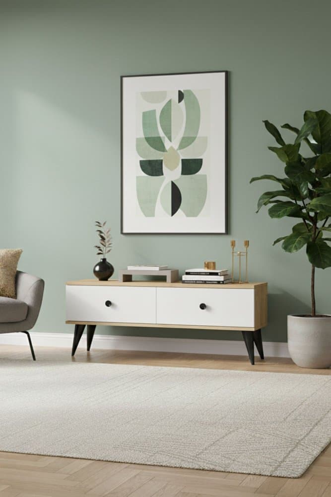 TV stolík Mona 120 - Sapphire Oak, White 1