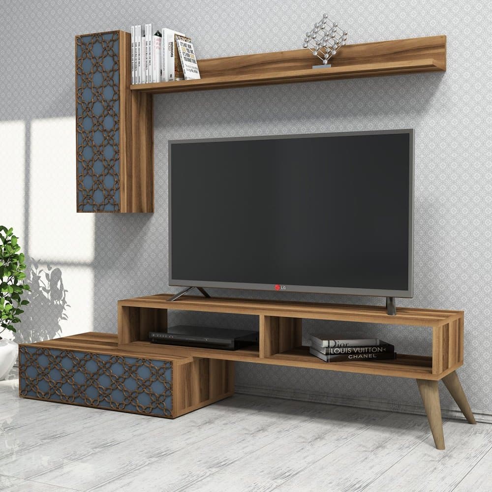 TV skrinka / Obývacia stena Planet - Walnut, Chalcedony