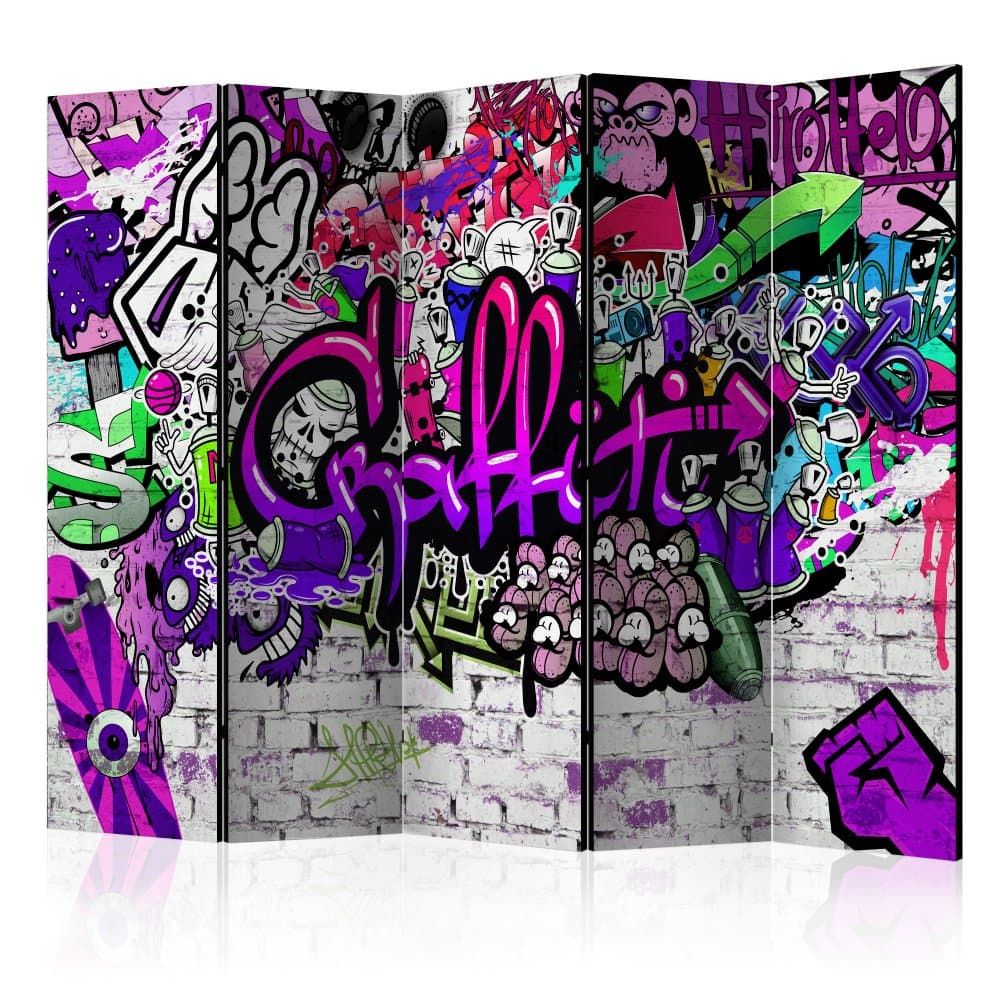 Paraván Purple Graffiti Dekorhome 1