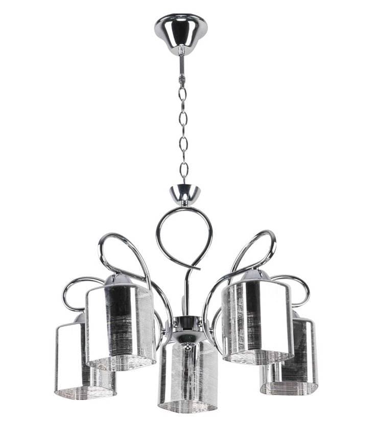Závesná lampa 5xE27 Italo, chróm + strieborná
