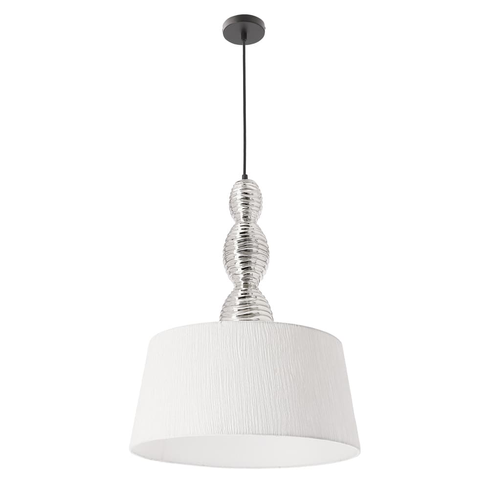 Závesná lampa RAKLI strieborná E27 1x60W s bielym tienidlom, moderná do obývačky, spálne, kuchyne, jedálne, stropné osvetlenie 1