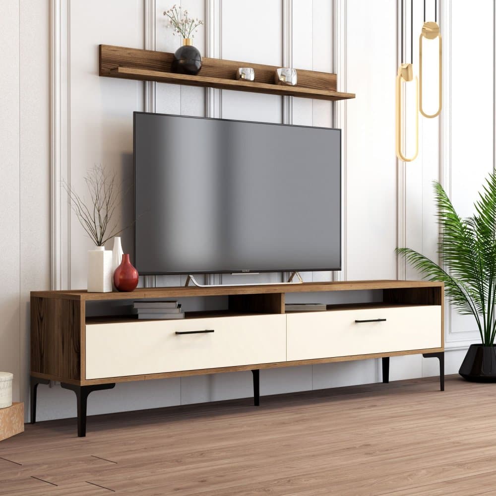TV skrinka / Obývacia stena Istanbul - Walnut, Cream 1
